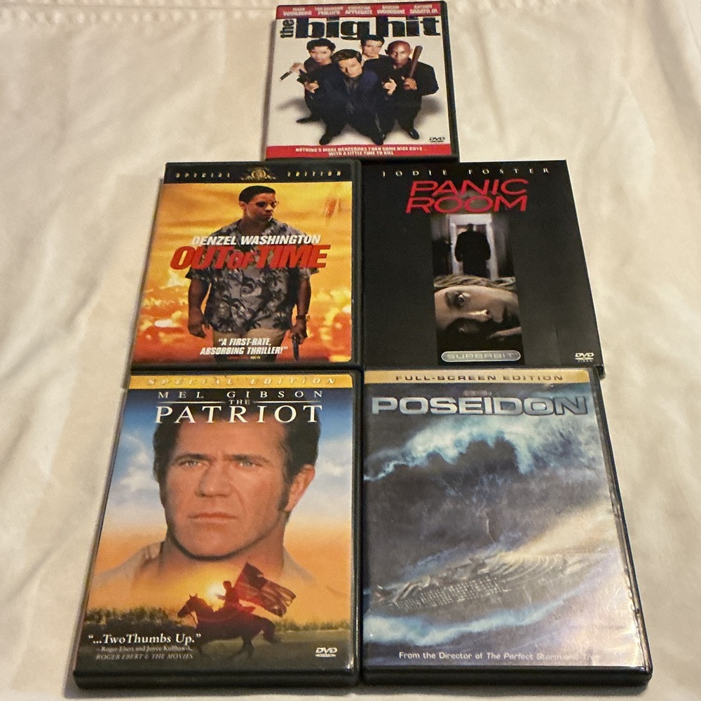 Set of 5 Assorted Action DVD Movie Collection - previewed